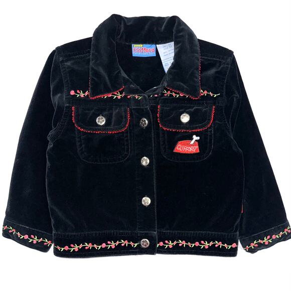 Rare Vintage Y2K Clifford The Big Red Dog Black Velour Scholastic Jacket Size 3T - Picture 1 of 13